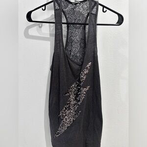 Gray Express Sequin Racerback Top